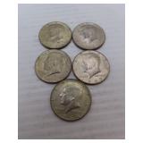 5 (40% Silver) Kennedy Half Dollars 2= 1966 - 2=