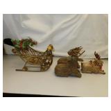 Wicker Sleigh & 3 Reindeer