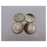 4 (1964D) 90% Silver Kennedy Half Dollars