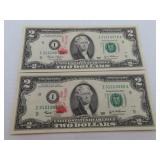2 Consecutive $2.00 Bills = Stamped Beef Dollars