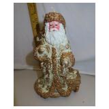 Vintage White & Gold Santa Candle 8&3/4"
