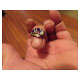 Ornate Ring Signed Sterling with Insignia Size 8