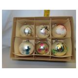 6 Vintage Glass Christmas Tree Ornaments