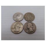 4 (90% Silver) Quarters =1936D -  1955 - 2-1964D