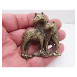 Vintage Wolf Brooch Pin Signed JJ