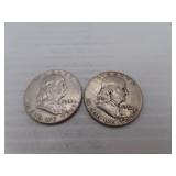 1954D & 1962D Silver Franklin Half Dollars