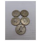 5 (40% Silver) Kennedy Half Dollars - 3= 1967 &