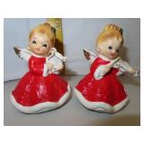2 Vintage Lefton Japan Christmas Angels 4&1/4"