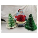 3 Vintage Crepe Paper & Cardboard Christmas Decor