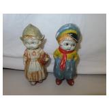 2 Antique Bisque Figurines 6" each Made in Japan