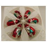 6 Vintage Glass Santa Christmas Ornaments = Made
