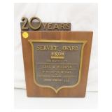Vintage EXXON 20 Years Service Award Plaque
