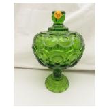 Vintage Green Moon & Stars Compote with Lid