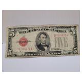 Series 1928F Red Seal $5.00 United States Note