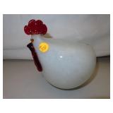Vintage Blown Art Glass Chicken 7" x 6&3/4" x 6"