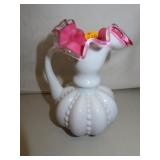 Vintage Pink Encased Silver Crest Pitcher 6&1/2"
