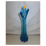 Mid-Century Modern Blue Glass with Sticker Tag