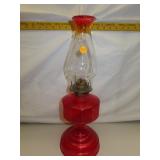 Vintage P&A Red & Amberina Kerosene Oil Lamp