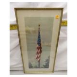 Antique "Our Flag" Print by Fred Tripp = 11&1/2" x