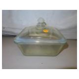 1935 Fry Oven Glass Covered Dish = 7&1/2" x 3"