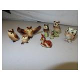 8 Vintage Porcelain Owls & more -Tallest = 1&3/4"