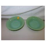 2 Anchor Hocking Fire King Jadeite Bowls = 6&3/8"