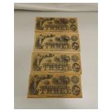 4 Adams County Centennial Fake $3.00 Bills