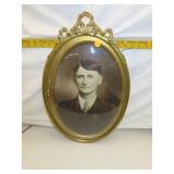 Antique Convex Glass Picture Frame with Black &