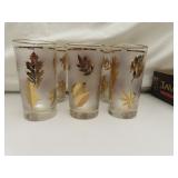6 Mid-Century Gold Leaf Libbey Glasses - 5&1/2"