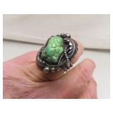 Old Native American Sterling & Turquoise Ring Size