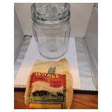 Antique Whale Smoking Tobacco Cloth Bag & Glass