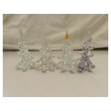 4 Crystal Glass Christmas Trees 6&1/4"