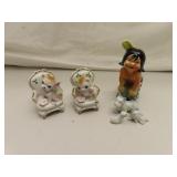 Vintage Porcelain Dogs & Indian Boy (tallest =