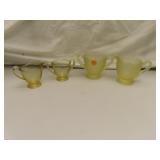 4 Vintage Depression Glass Cream & Sugars
