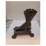 Antique Cast Iron Shoe Match Holder 5&1/2" tall