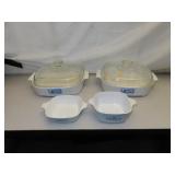 2 Corningware 10" Browning Skillets & 2 Dishes