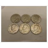 6 (IKE) Eisenhower Dollars - 3= 1971D - 2 =
