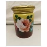 Antique Glass & Metal Tobacco Jar 6" x 4&1/2"