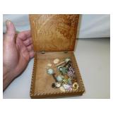 Old Handkerchief Box with Assorted Items(as shown)