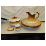 5 Piece Vintage Ceramic Chamber Set (Largest Bowl=