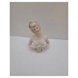 Vintage Germany Porcelain Lady Pin Cushion Topper