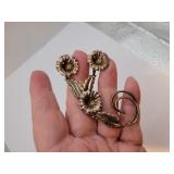 Vintage Gold Washed Sterling Silver Flower Brooch