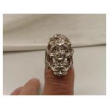 Vintage Sterling Silver Jesus Ring Size 7.5
