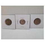 2 - 1911 V Nickels & 1943 S Silver Dime