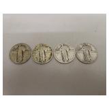 4 Silver Standing Liberty Quarters = 1926 - 2/1929
