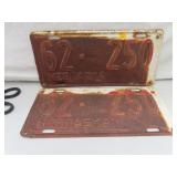Antique Nebraska License Plate Set 62-250