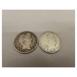 1907 - 1908D Silver Barber Half Dollars