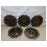 5 Fenton Carnival Glass Plates = 1971 - 1974