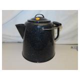 Vintage Graniteware Coffee Pot with Wood Bale