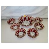 Antique Pressed Glass Berry Bowl Set = 7 Piece